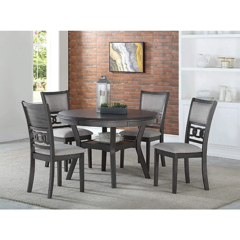 Dining Table Set ,Gia 5-Piece Round Dining Set with 1 Dining Table and 4 Chairs, 47-Inch Dinings Sets