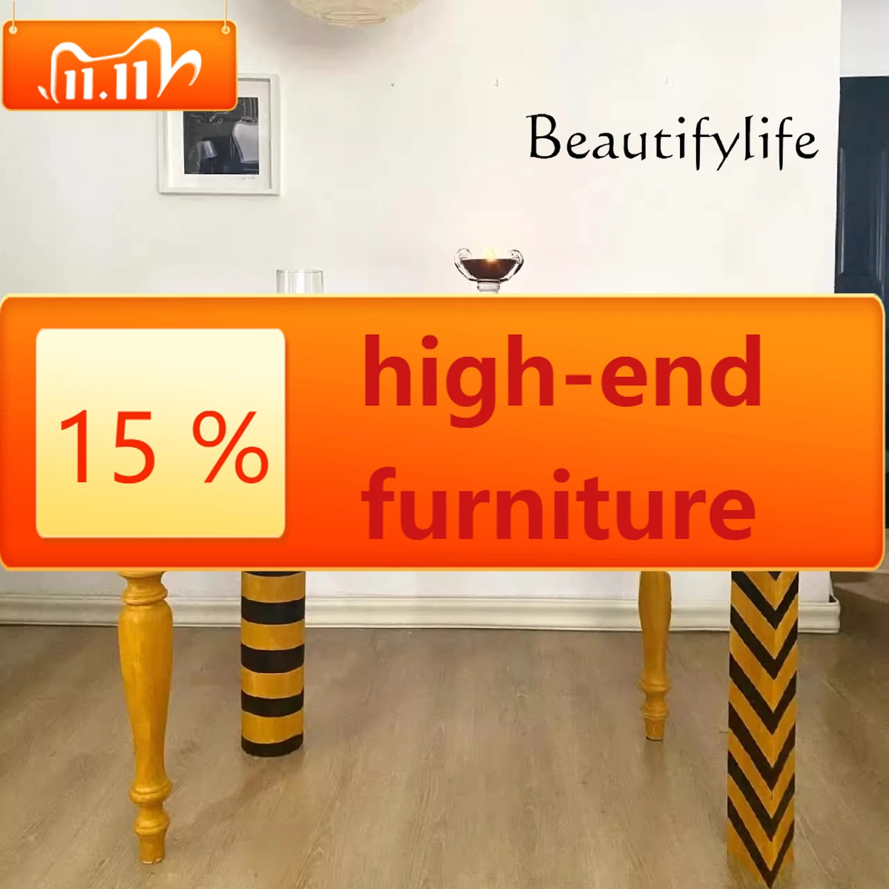 

XE Medieval Style Designer Rectangular Glass Dining Table Art Painting Stripe Homestay Home Retro Dining Table