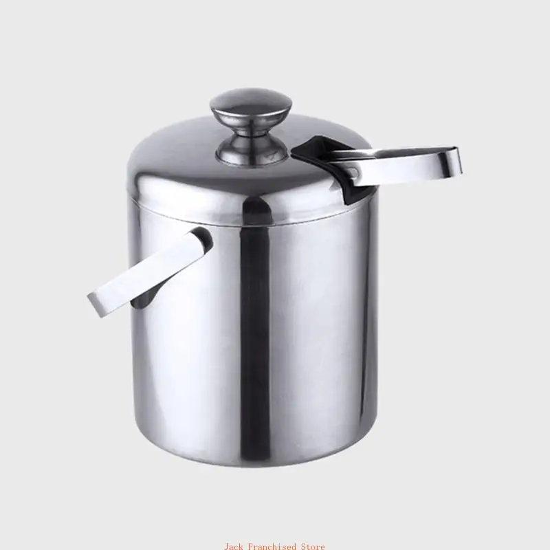 Stainless Steel Ice Bucket with Tongs Holder Lid Double Wall Insulated