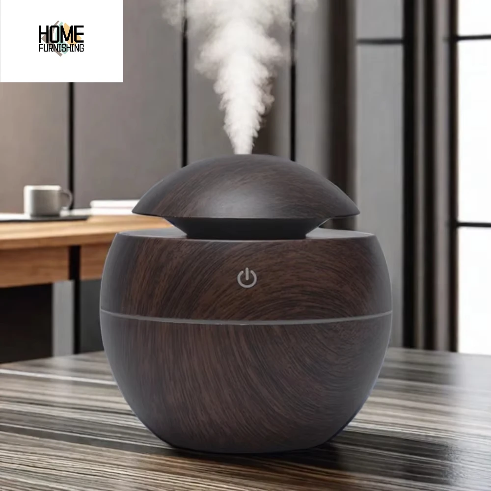 

130Ml Mini Air Diffuser Mushroom Wood Grain Humidifier Perfume Diffuser Portable Electric Fragrance Essential Oil Aroma Diffuser