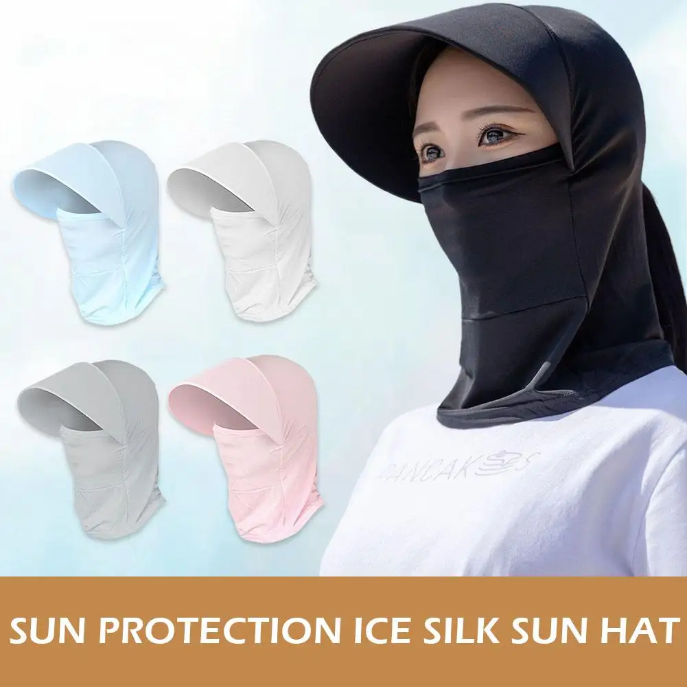 Summer Ice Silk Breathable Head Cover Hats Neck Protection Anti-UV Scarf Mask Sunhat Outdoor Bicycling Beach Dust-proof R7O5