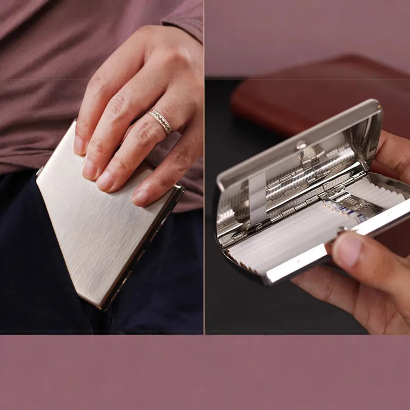 Dual Purpose Anti-pressure Stainless Steel Metal  Fine Cigarette Case Box Capacity of 20 Cigarettes Men Gift