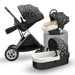 Baby Stroller 3 In1 Baby Cariage Travel Stroller Baby Strollers Car Seat Newbron Pram Travel Folding Stroller High Landscape