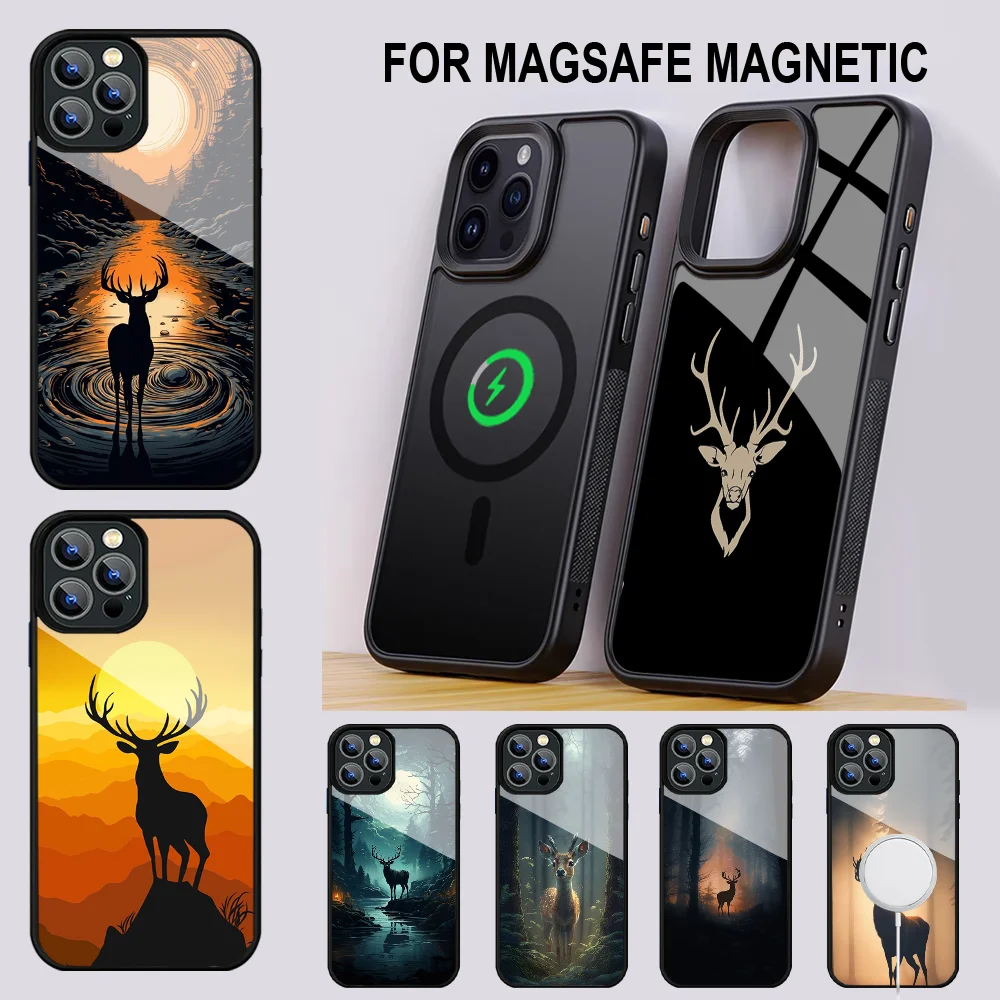 

Deer Hunting Camo Phone Case For IPhone 16 15 14 13 Pro Max 11 12 Mini Alex Mirror For Magsafe Wireless Charging Cover