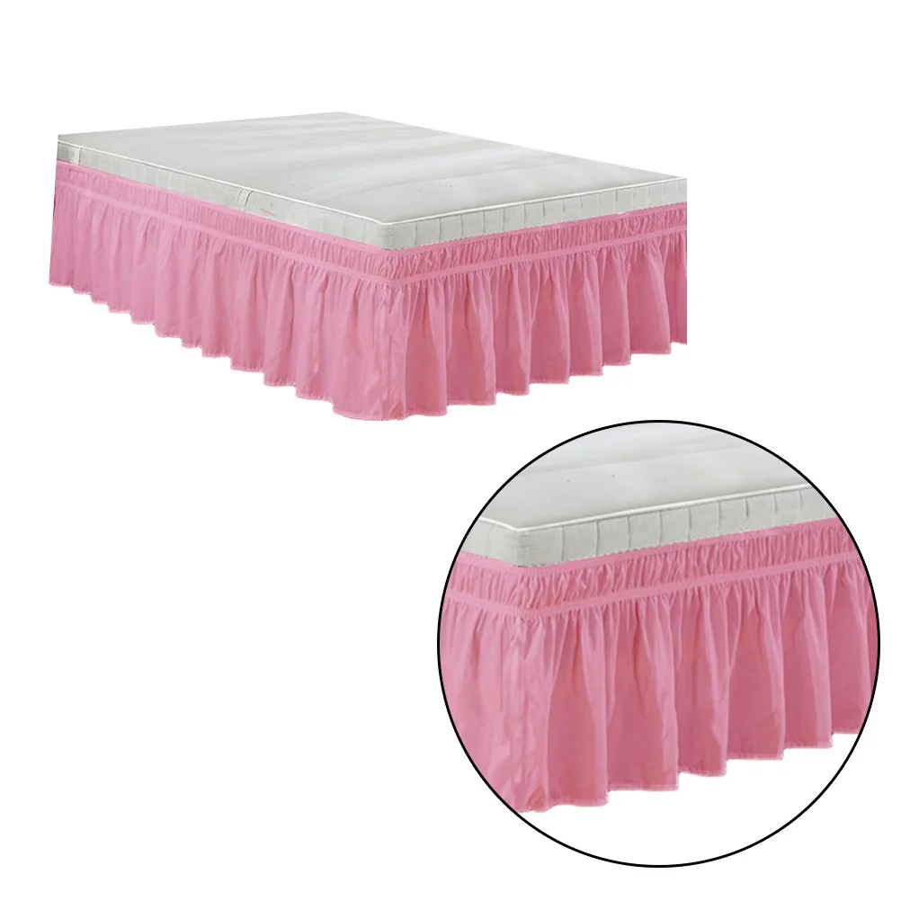 الوردي البوليستر القطن تكدرت الغبار كشكش للسرير المخفية زيبر الفراش مطوي تنورة منتفخ ديكور المنزل سيارة