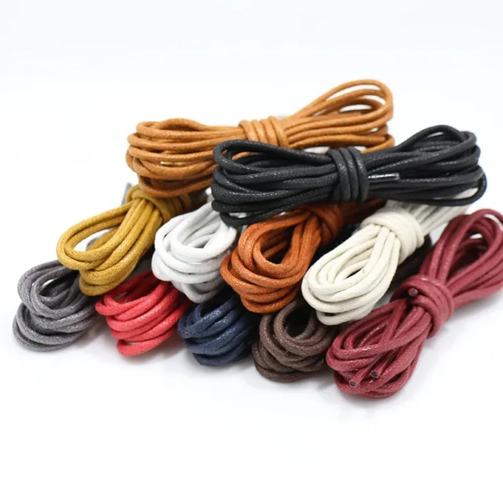 100CM  Women Men Shoelaces Waterproof Leather Boot Shoe Laces Round Shape Fine Rope Black Red Blue gray Brown Shoelaces