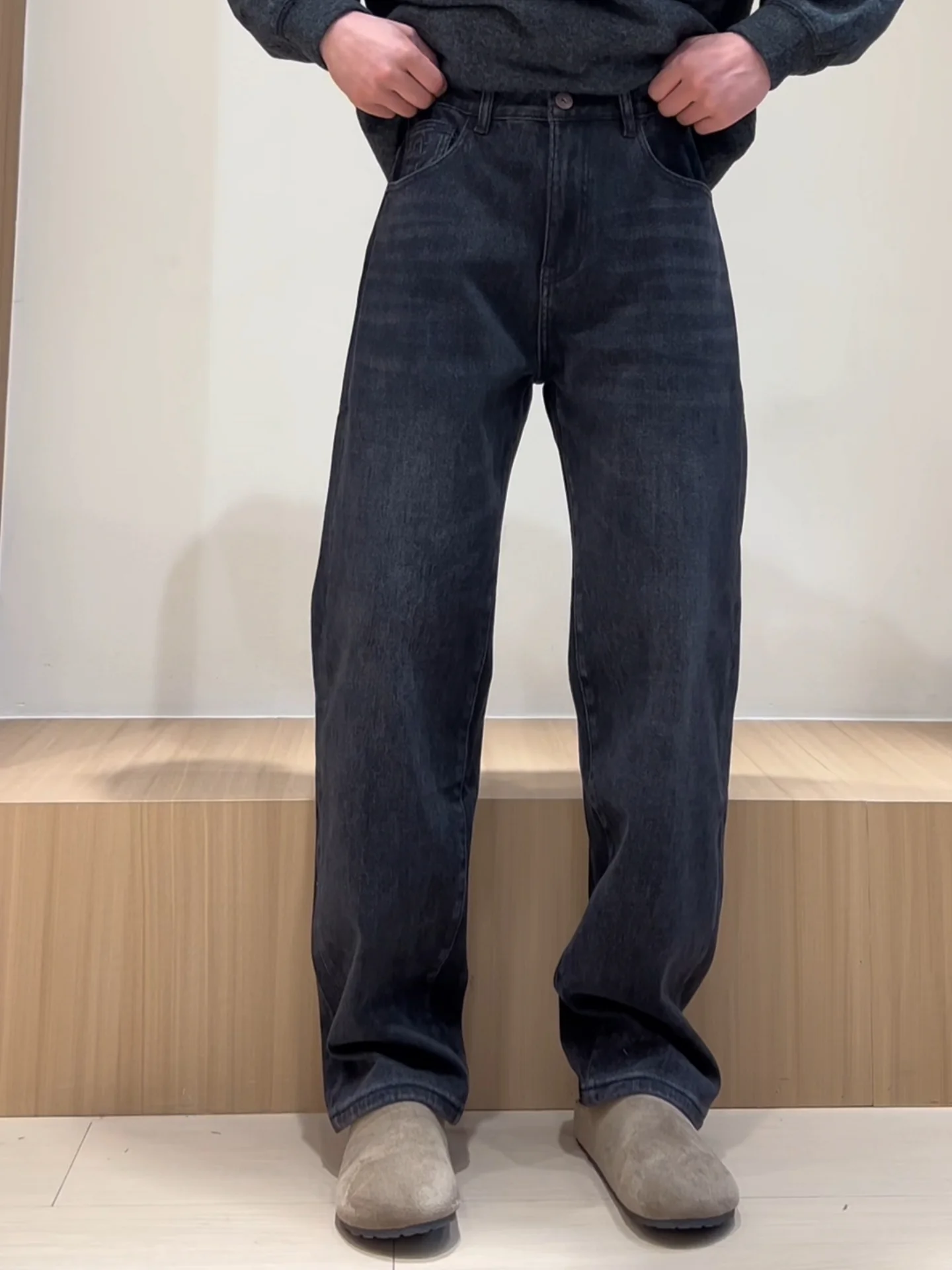 

Высококачественные эластичные мужские повседневные джинсы с прямыми штанинами, американские уличные зимние новые модные джинсы с высокой талией на молнии