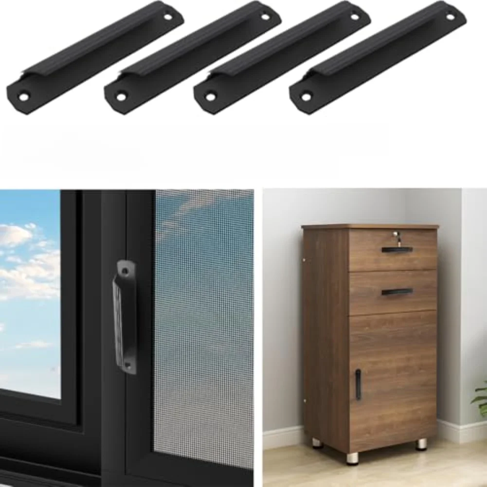 

4 шт., алюминиевые ручки для раздвижных дверей без сверления, ручки с винтами для шкафа, дверные ручки для раздвижных дверей шкафа