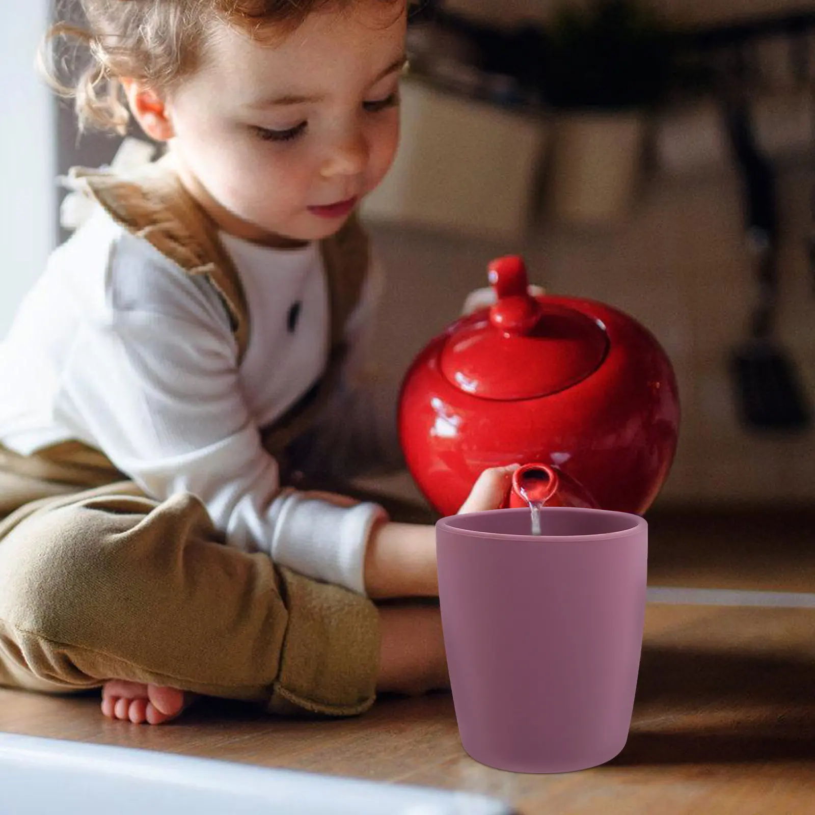 

Silicone Mouthwash Cup for Bathroom Home Dormitory Kids Toddlers Learning Water Drinking Straight Tube No Handle Anti-Drop Open