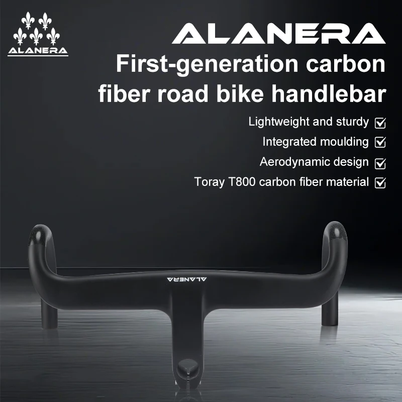 

ALANERA Full Carbon Road Integrated T800 Handlebar Ultralight Road Bike Handlebar 28.6mm Racing Bent Bar, Bicycle Accessories