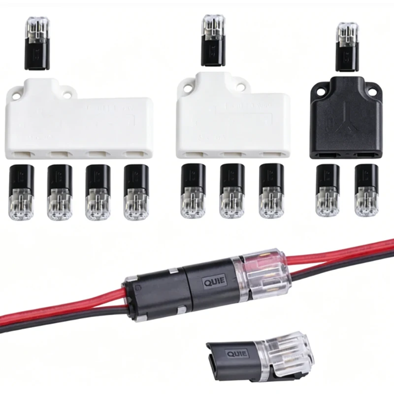 1-in Multi-out Electrical Connectors Wire Splitter No-Stripping Quick Connect Flame Retardant Terminal Block for Home Wiring