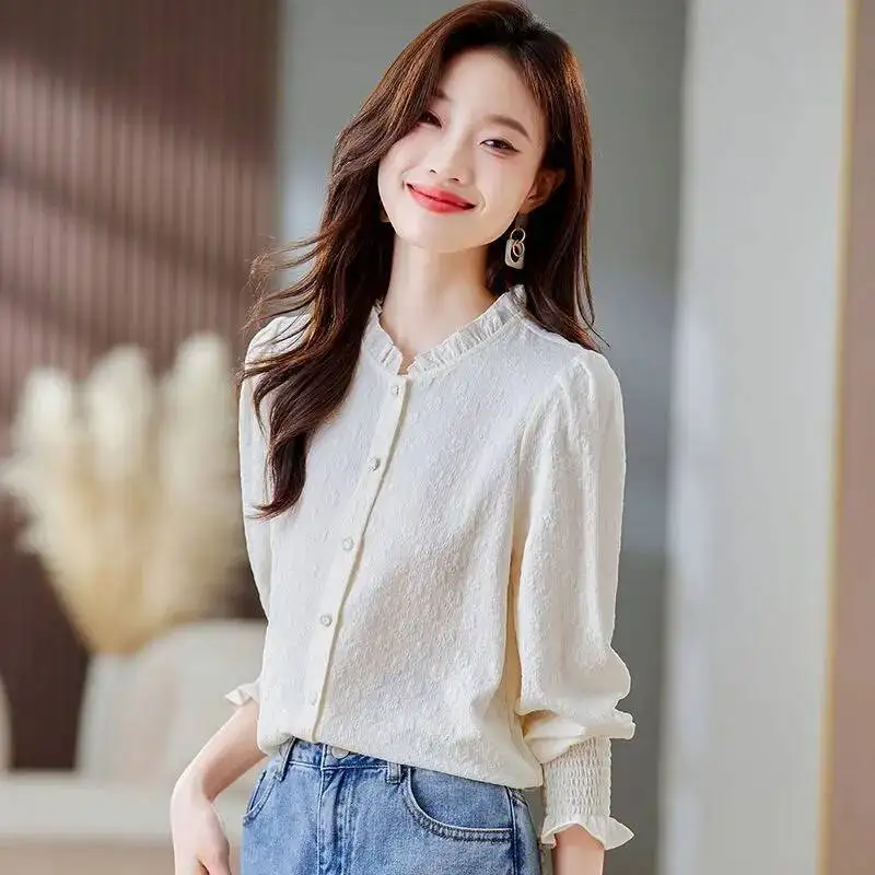 

Элегантная шифоновая блузка женская S новая мода с длинным рукавом весенне-осенний кардиган топ