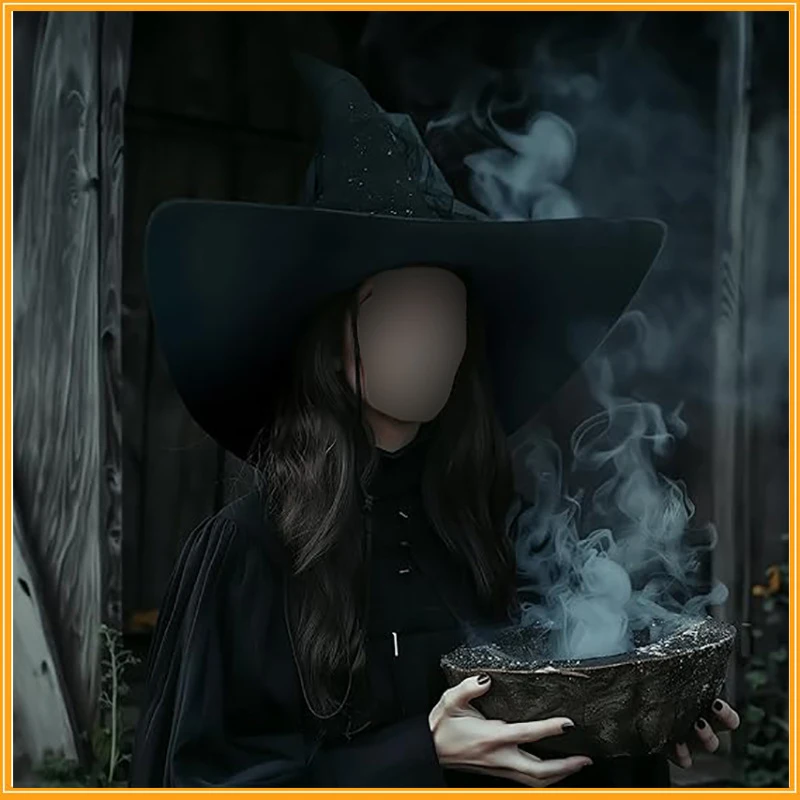 Black Tulle Witch Hat With Mesh 21 Inch Pleated Wizard Cap For Halloween Costume Party Cosplay Accessories Black