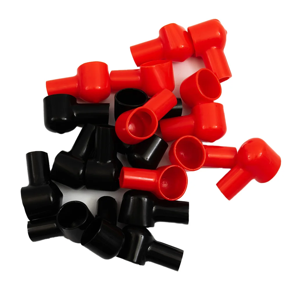 20Pcs Car Battery Insulating Cover Red Black Terminal Boot Round Rubber 20x12MM PVC Cable Lug Protector Cover Lug Cap For Auto