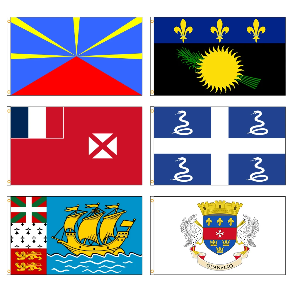 90x150cm France Réunion，Guadeloupe，Wallis and Futuna，Martinique，Saint-Pierreand Miquelon，Saint Barthélemy，Mayotte Flag FLAGLAND