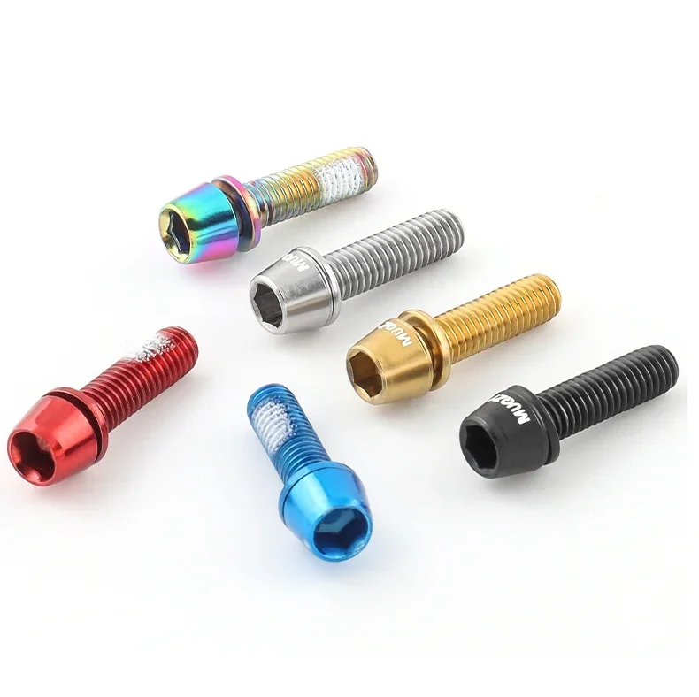 MUQZI 6 Stück M5 x 17 mm Edelstahl-Fahrrad-Vorbauschrauben mit Unterlegscheibe, hochfest, korrosionsbeständig, für MTB-Straßen-Gravel-Fahrräder – Detail 3