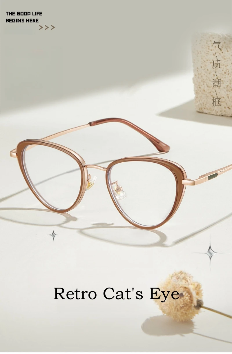 YIMARUILI Neue 2026 Trendige Legierung TR90 Brillengestell Retro Ultraleichte Optische Korrekturbrillenfassungen für Damen S11931 – Detail 1