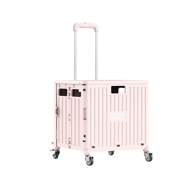 

Supermarket Portable Folding Shopping Cart Grocery Shopping Cart 360 Degree Universal Wheel Plastic Trolley