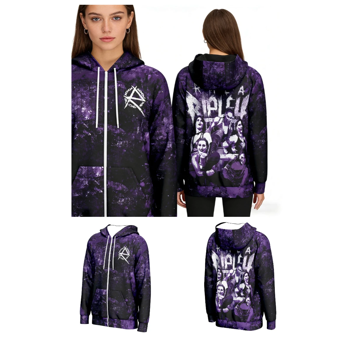 Rhea Ripley Superstar Zip Up Hoodie Unisex Long Sleeve Outdoor Streetwear Women Hooded Sweatshirts