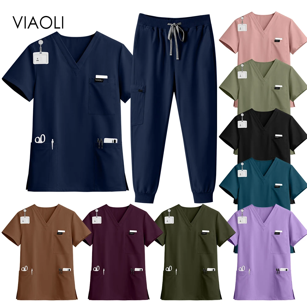 uniforme-medico-multicolorido-para-enfermagem-roupa-cirurgica-para-medicos-e-enfermeiros-conjunto-de-scrubs-para-veterinarios-blusa-calca-com-multiplos-bolsos-para-mulheres-e-homens