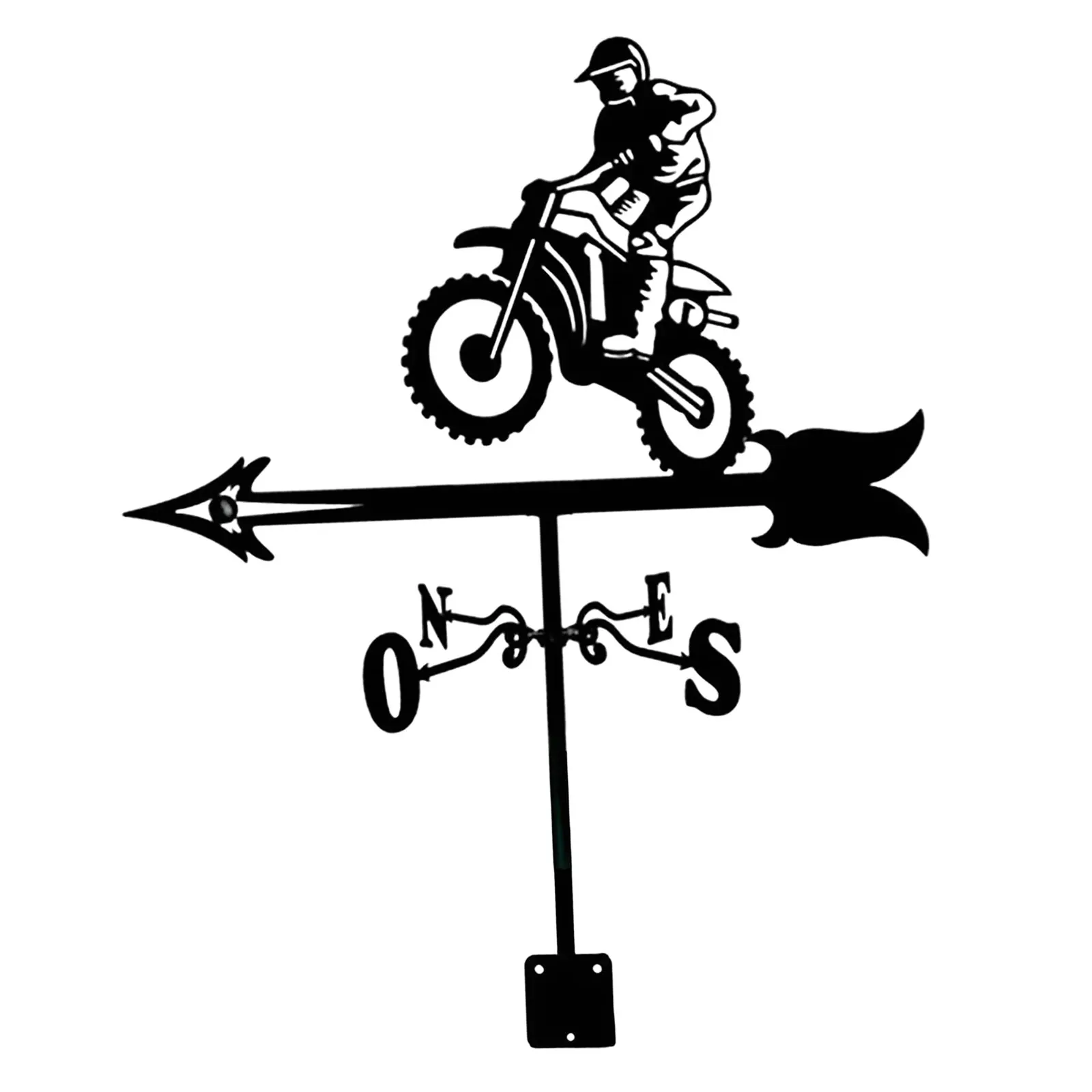 Motorcycle Weathervane Art Black Metal Wind Direction Indicator Outdoors Decorations for Garden Roof Yard Building Wind Vane