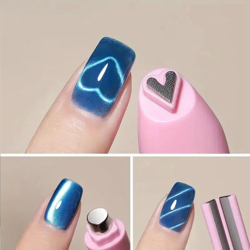 3-in-1 الحب الأفعى القط العين المغناطيسي لتقوم بها بنفسك مسمار أداة فنية المحمولة مانيكير انفصال دائم البلاستيك مانيكير باديكير عصا