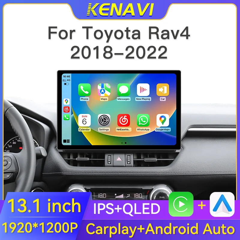 

13,1-дюймовый 2 Din Android Автомобильный стерео радио для Toyota RAV4 Rav4 XA50 2018 2019 2020 2021 2022 Мультимедийный видеоплеер Навигация GPS Carplay Авторадио Головное устройство Без DVD с аксессуарами для экрана