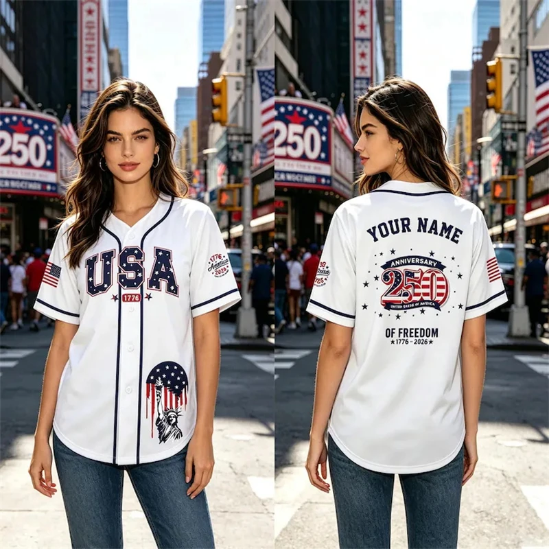 Party Games Usa - Koszulka baseballowa w stylu retro z