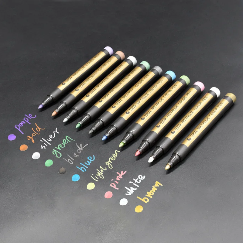 Colored Metal Marker Pen Paint Note Art Markers DIY Photo Album Black Cardboard Art Marker Pen Writing Stationery Supplies