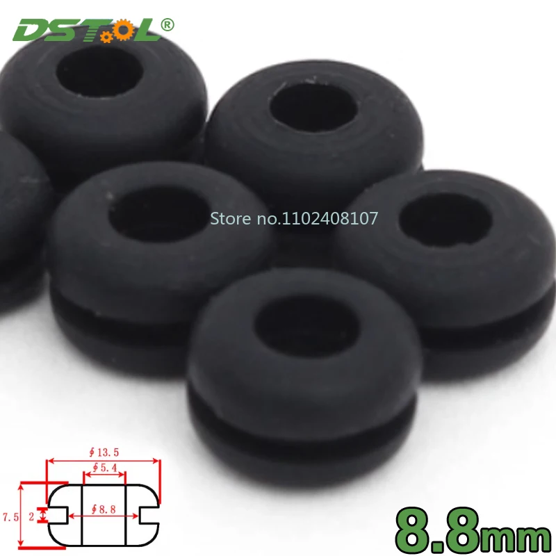 8.8mm Black Double Sided Silicone Rubber Protective Coil Through-hole Protective Wire Sleeve O-Ring Silicone Rubber Sealing Ring