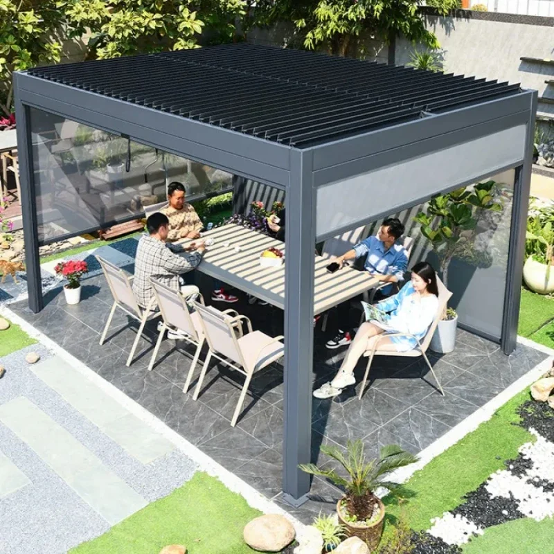 Outdoor courtyard aluminum alloy gazebo electric awning modern sun room garden outdoor villa yard big pavilion