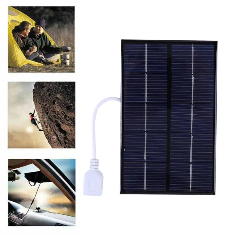 5 واط 5 فولت لوحة شحن بالطاقة الشمسية البولي سيليكون USB لوحة طاقة شمسية شاحن لوحة طاقة شمسية لبطارية 3-5 فولت/شحن الهاتف للتخييم في الهواء الطلق #3