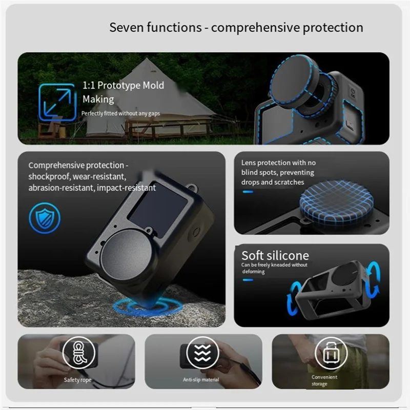 Y45A-Protective Case Drop Proof Soft Silicone For DJI OSMO Action 3 4 5Pro Lens Cap Camera For DJI Action 3 4 5Pro