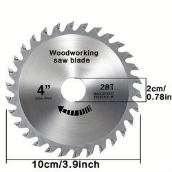 4 inch 28 Teeth Wood Cutting Disc Carbide Tipped Circular Saw Blade for Cutting Hard & Soft Wood with 20mm Arbor