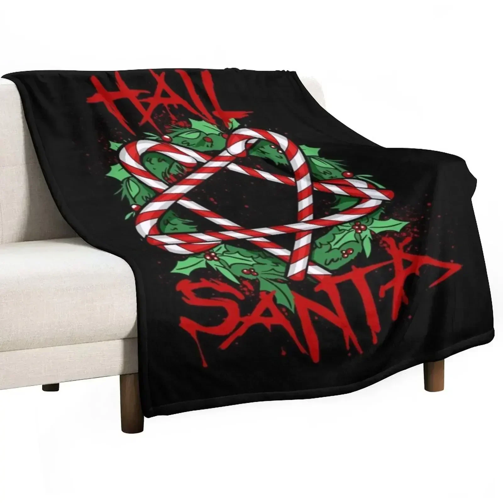 Hail Santa Throw Blanket funny gift Custom Cute Plaid Beach heavy to sleep Blankets For Baby Blankets