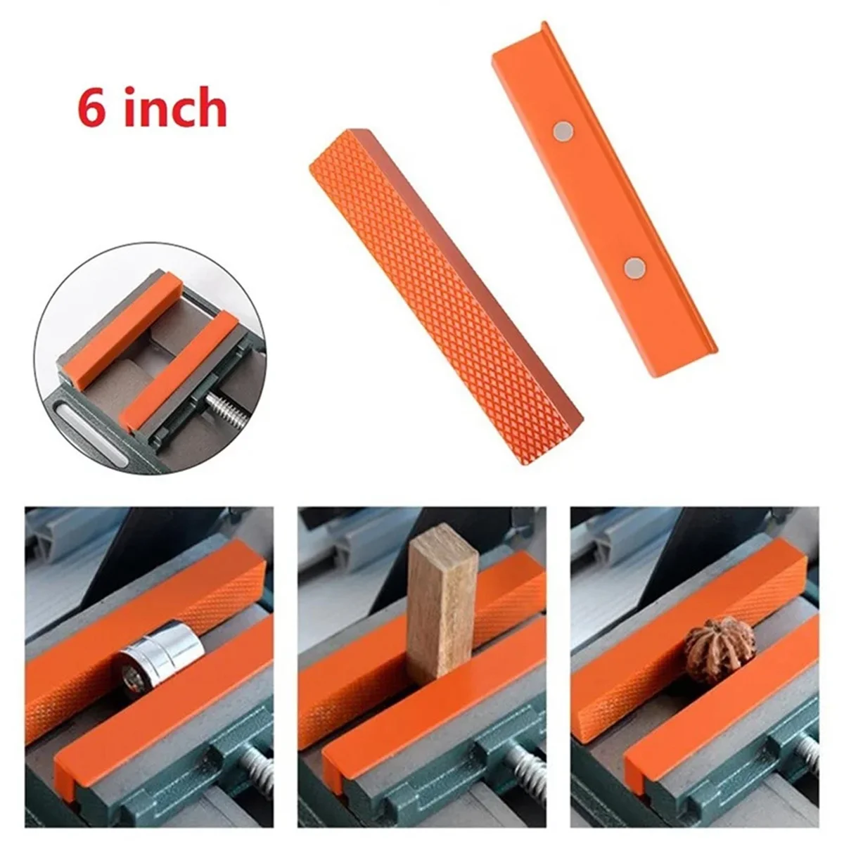 6 Inch Vise Jaw Pad Magnetic Cover Multi-Purpose Protector for Metal Bench Vise Machine Tool Twill