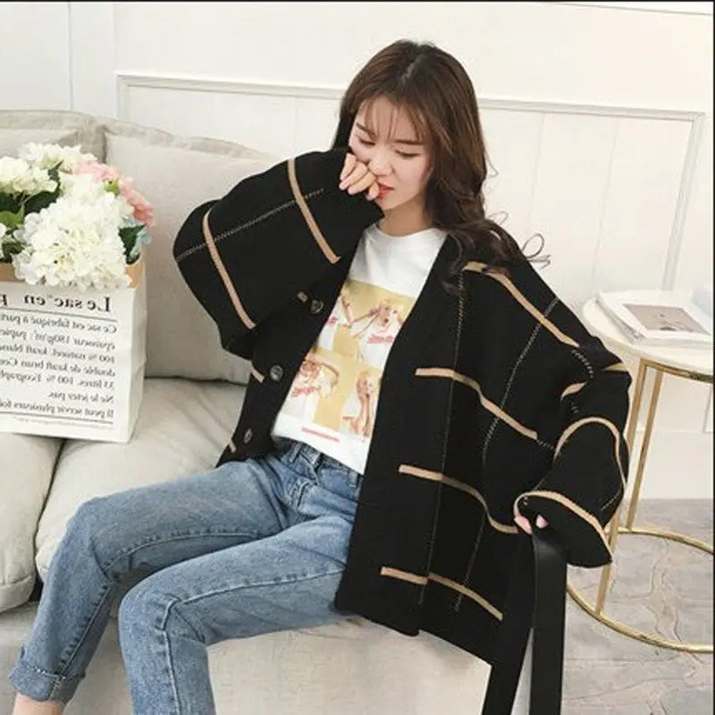 2023 autunno inverno nuovo maglione moda coreana sciolto Casual Oversize maglie manica lunga lavorato a maglia signora abbigliamento cardigan per le