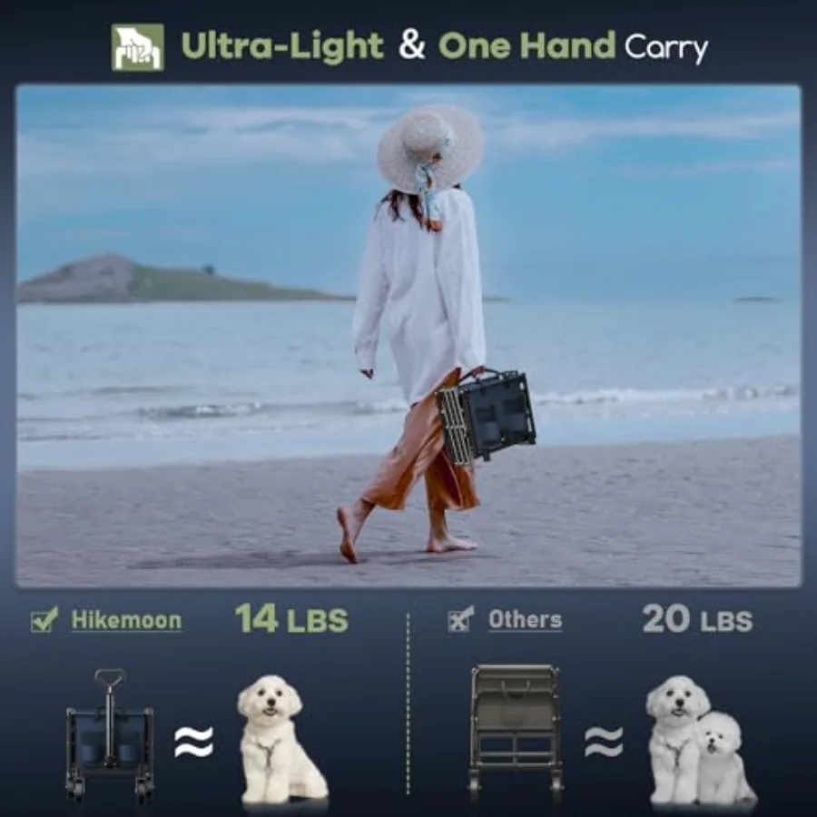 عربات شاطئ قابلة للطي طويلة جدًا مقاس 34 بوصة قابلة للطي بوزن 360 رطلًا عربة شاطئ شديدة التحمل قابلة للطي مع عجلات محمولة للاستخدام في الهواء الطلق Ca