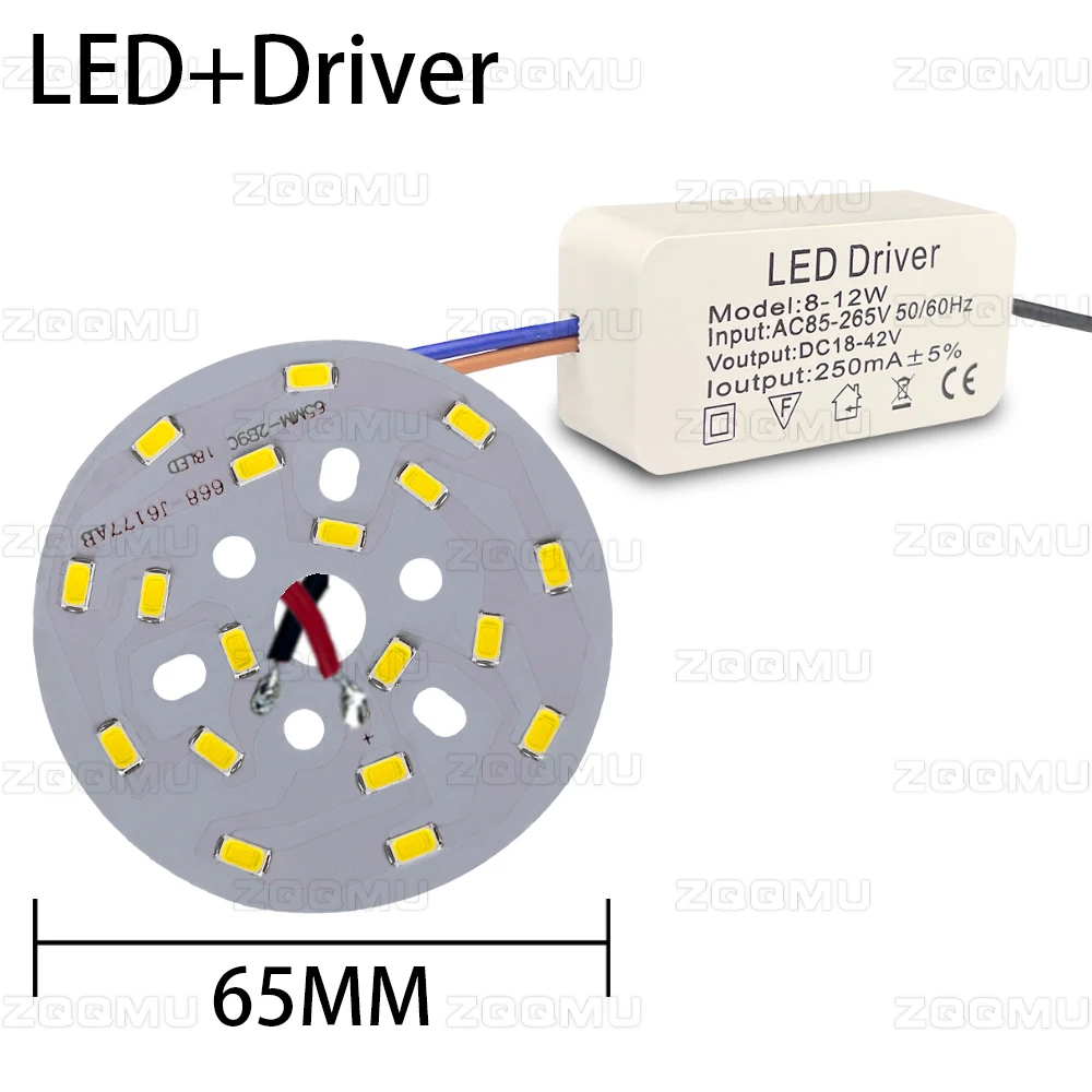 9W LED SMD5730 PCB Lamp Panel 50mm 65mm Power Supply Driver Combination For DIY Ceiling Light Down Light AC85-265V Light Board
