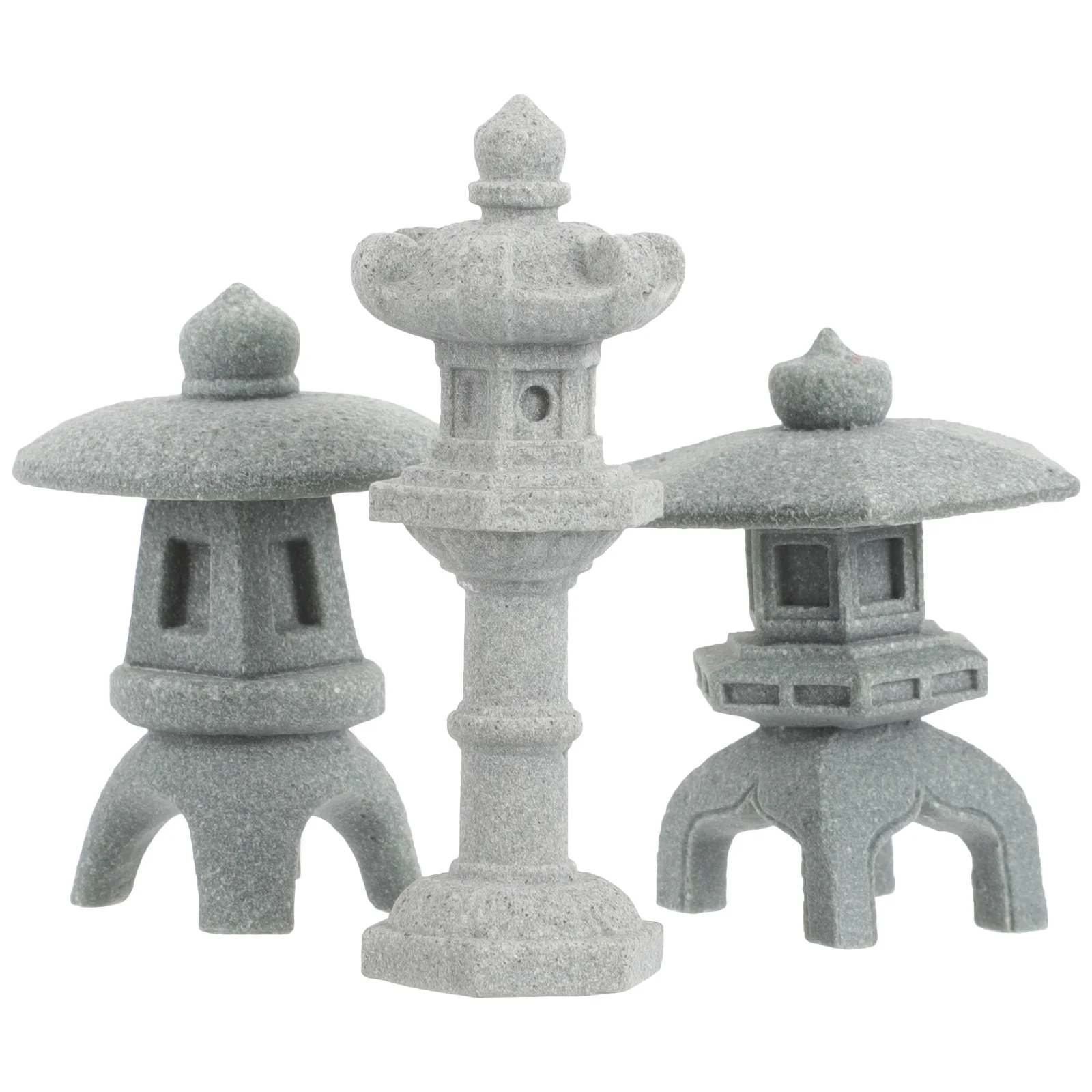 

3 Pcs Lantern Simulated Japanese Landscape Ornaments Garden Figurines Micro Outdoor Miniature