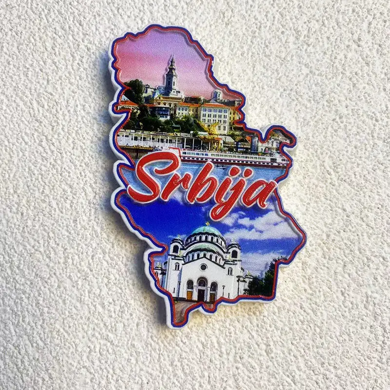 

Serbia Cultural and Creative Tourism Souvenir Map Plate Magnetic Refrigerator Magnet3d3D Home Kitchen Decorations