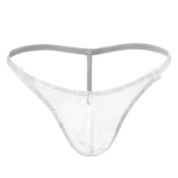 Mens Lace G-String Sissy Pouch Panties T Back Thongs Bikini Briefs Porn Underwear Gay Lingerie Enhance Sheer Peni Pouch Panties