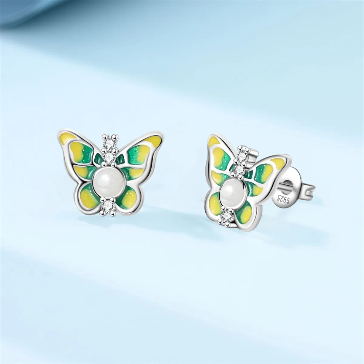 

Светящиеся серьги-кольца в форме бабочки цвета травы для женщин, из стерлингового серебра 925 пробы, ювелирные украшения, подарки на выпускной и день рождения для девушек