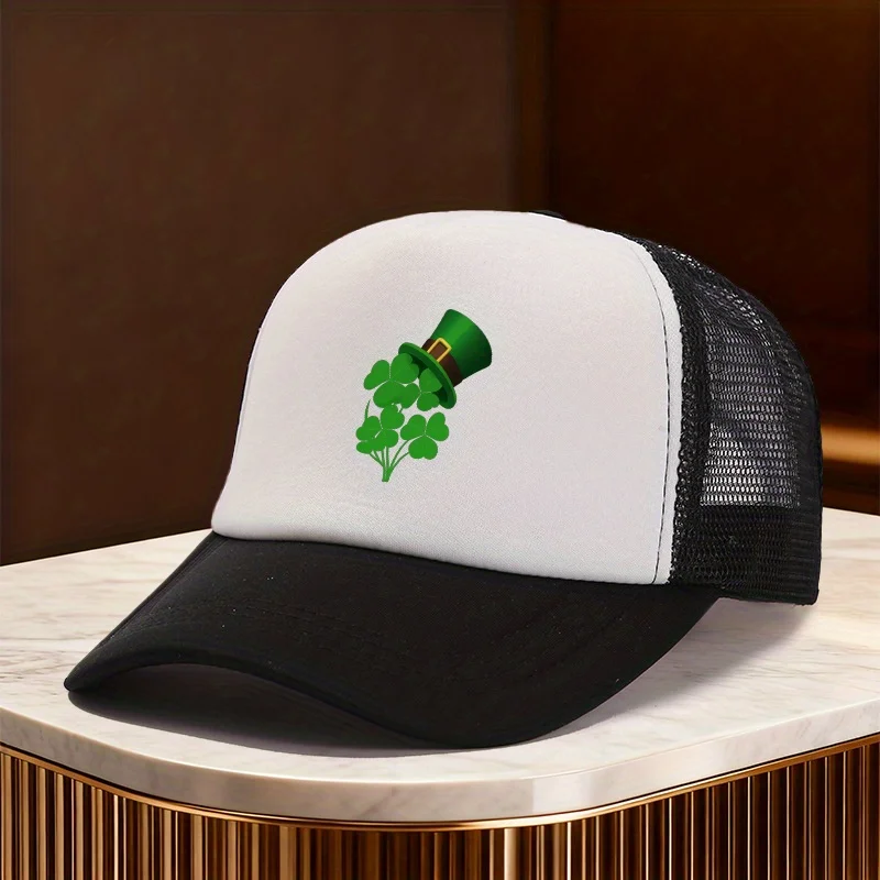 Irish Shamrock Leprechaun Hat Trucker Hat Mesh Adjustable Unisex Casual Baseball Cap for St Patrick Day