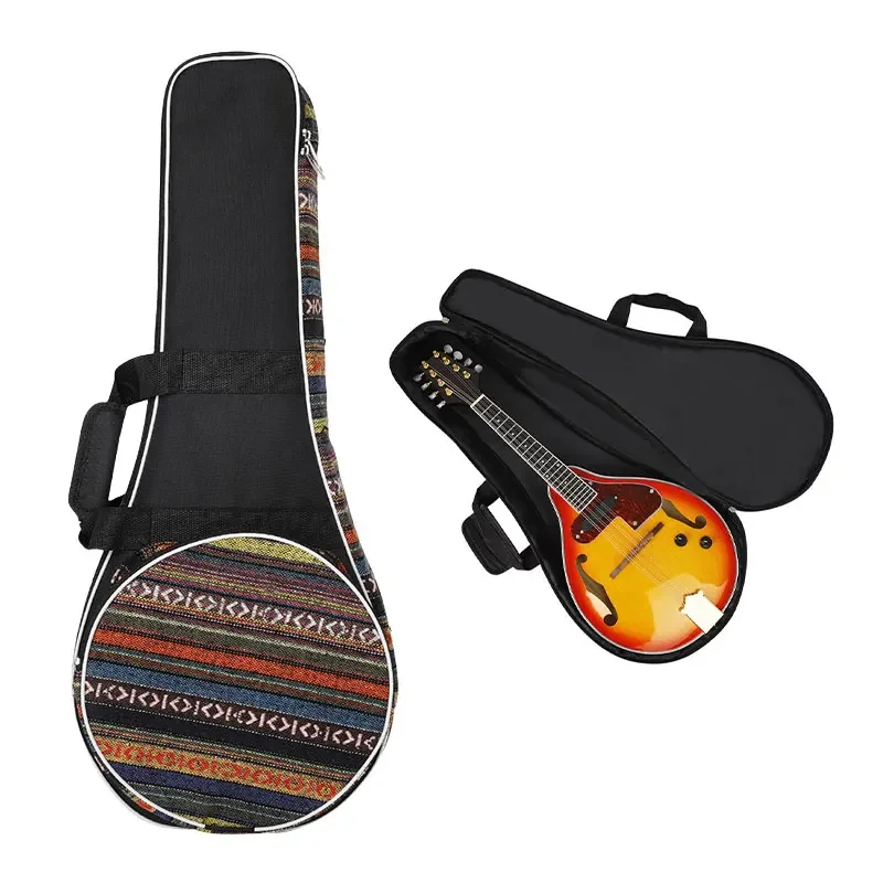 

Сумка-мандолина в этническом стиле, ткань Оксфорд, утолщенный чехол-мандолина с регулируемым плечевым ремнем, рюкзак для тибетских музыкальных инструментов
