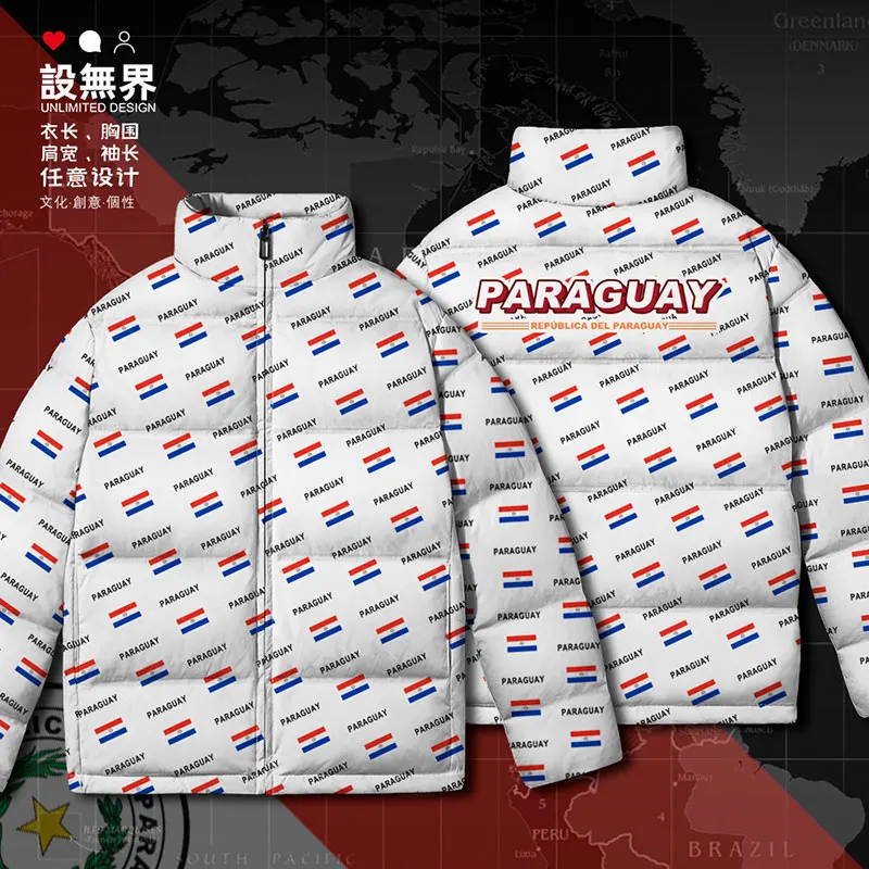 Paraguay PRY country flag White duck down Jackets Man new Warm fashion Outdoor Comfortable men's clothing down coat Winter