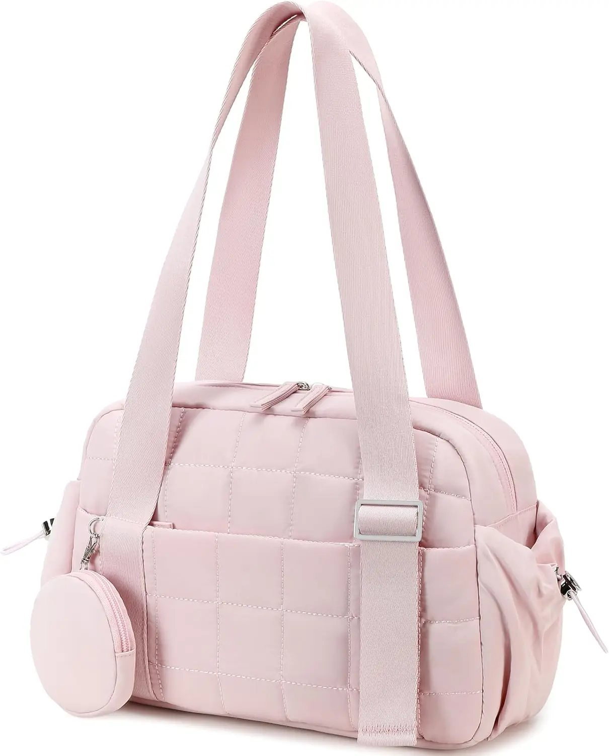 

Gym Bag for Women, Small Gym Tote Bag Puffy Quilted Sports Duffel Bag with Wet Compartment and Coin Purse Duffel Bags