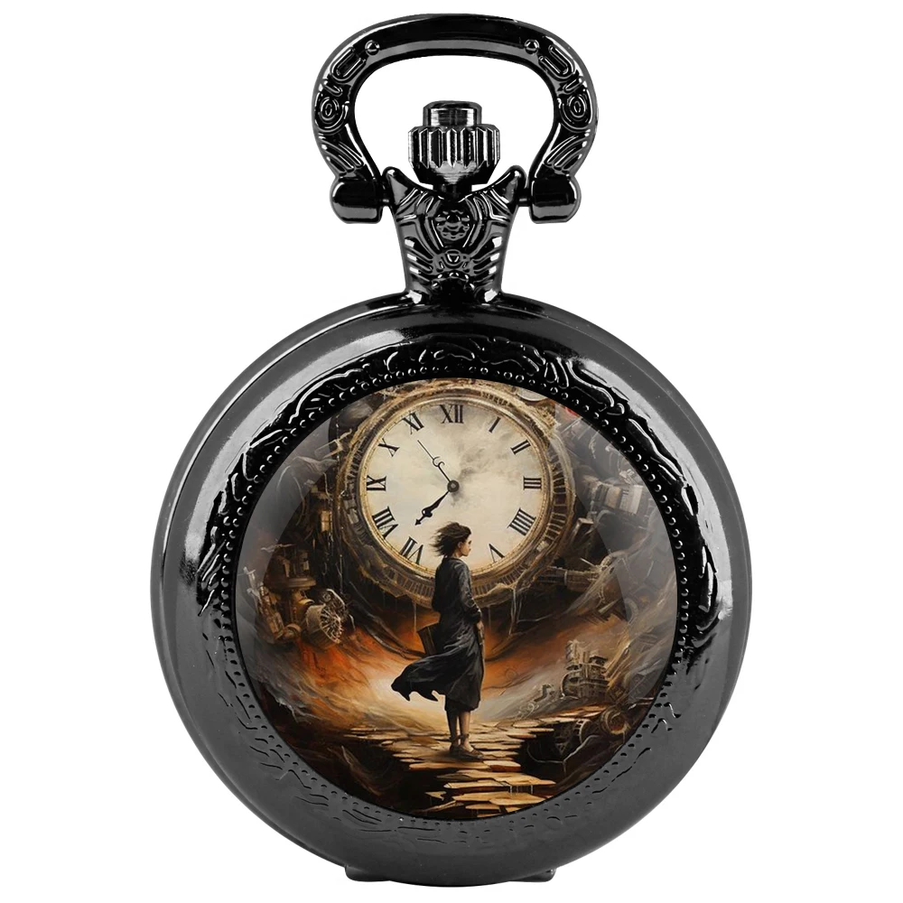 Уникальные часы в стиле стимпанк для мальчиков со стеклянным куполом, винтажные кварцевые карманные часы для мужчин, женщин и детей, ожерелье с подвеской, цепочка, ювелирные изделия, подарки