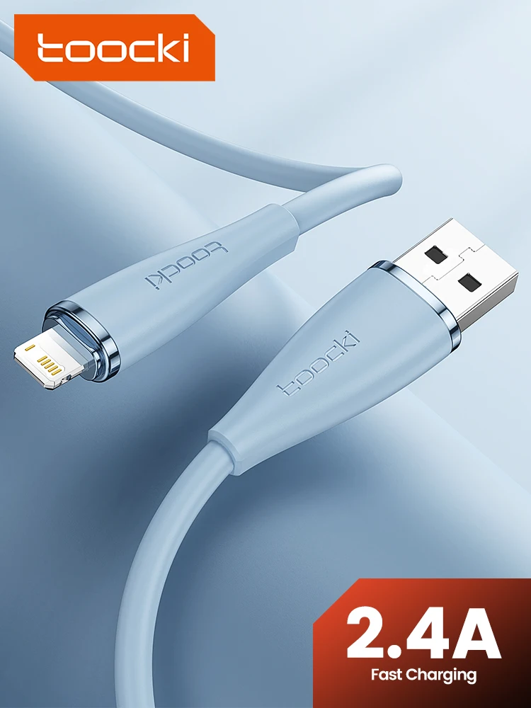 Kabel USB Toocki 2.4A do iPhone'a, miękki kabel TPE do szybkiego ładowania, do Airpods, iPhone 14 13 12 11 Pro Max X Plus Mini iPad, kabel do transmisji danych — 2