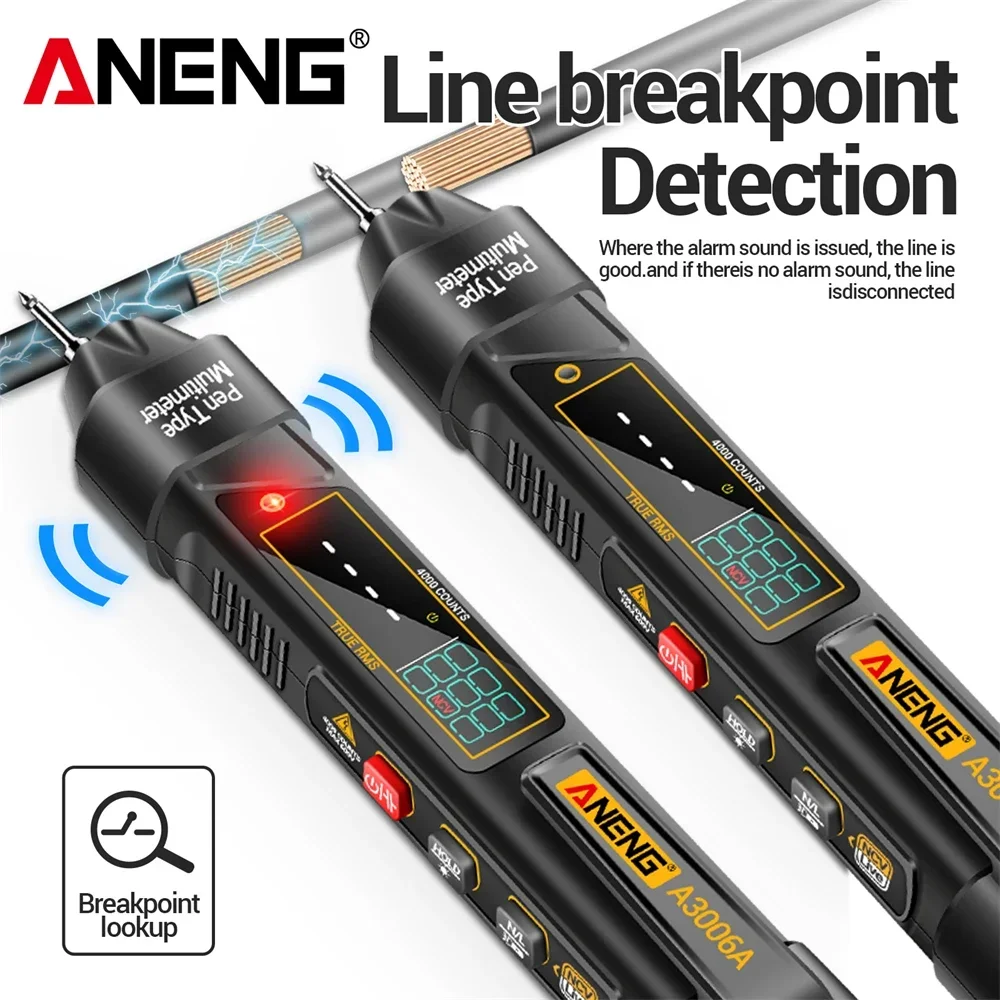 ANENG قلم اختبار رقمي متعدد 4000 عدد التيار المتناوب/تيار مستمر الجهد A3006A عدم الاتصال الاستقرائي الكهرباء هرتز ديود اختبار المقاومة #3